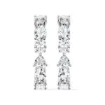 Swarovski Manchettes D’Oreilles Tennis deluxe, Boucles D'Oreilles en Métal Rhodié