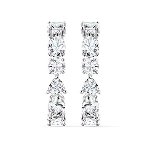 Swarovski Manchettes D’Oreilles Tennis deluxe, Boucles D'Oreilles en Métal Rhodié