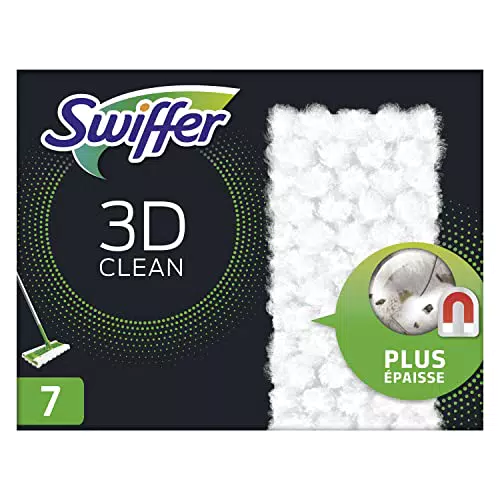Balai Attrape-Poussière Swiffer 3D: Recharges Lingettes Sèches pour Sol, Anti Poussière