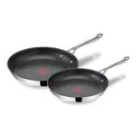 Tefal Jamie Oliver Cook's Direct Inox Lot de 2 poêles 24/28 cm