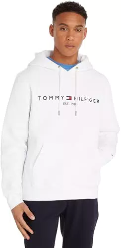 Tommy Hilfiger Sweat À Capuche Homme Tommy Logo, Blanc