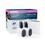 Caméra de Surveillance Arlo Ultra 2 4K + SmartHub, WiFi Extérieur Sans Fil, Vision Nocturne Couleur, Carte Micro SD, Autonomie 12 mois, Essai Arlo Secure Inclus - 2 Caméras