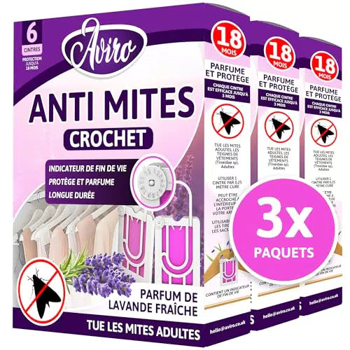 Cintres Anti Mites Aviro à la Lavande Naturelle - Efficace pour Protéger Vos Vêtements