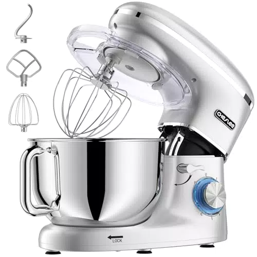 Robot Pâtissier CHeflee 1500W Multifonction Faible Bruit avec Bol en Acier Inox