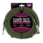 Ernie Ball Câble d’instrument tressé, connecteur droit et coudé