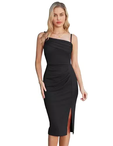 GRACE KARIN 80S Déguisements Costumes pour Femmes Dames Sexy Spaghetti Plissée sans Manches Maxi Robe pour Cadeau De Noël Vert Foncé