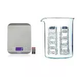 Balance de Cuisine Électronique Grifema avec Écran LCD Rétroéclairé - 6 Unités - Acier Inoxydable & Pyrex