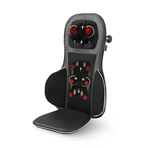 Coussin de massage Shiatsu Medisana pour dos et nuque avec acupressure et chaleur - Intensités réglables, lumière rouge et télécommande
