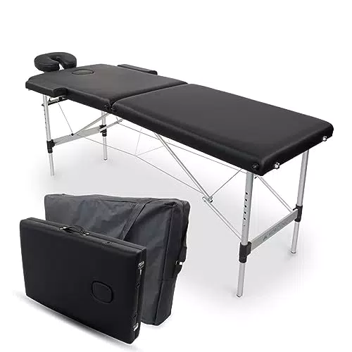 Table de Massage Pliante Aluminium Mobiclinic, Portable et Réglable en Hauteur, Appui-tête, Table Professionnelle 2 Zones