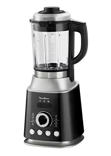 Mixeur Chauffant Moulinex Ultrablend LM962B10 - Bol Verre 2L - Soupes, Coulis, Smoothies - 10 Vitesses - 1300W - Gris et Noir