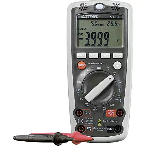 Multimètre numérique VOLTCRAFT MT-52 CAT III 600 V - Mesure environnement - Écran 4 points