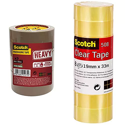 Ruban Adhésif Scotch BP979 HEAVY - Pack de 3 Rubans 50 mm x 66 m Transparent - Usage Général pour l'Ecole et le Bureau