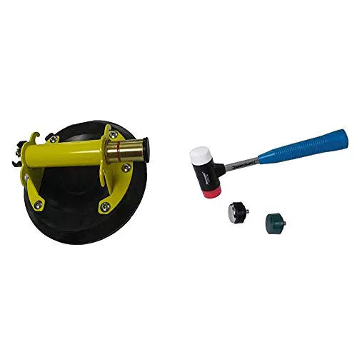 Stanley 6-97-187 Ventouse une Tête 200mm Jusqu'À 120  kg - Corps et Poignée en métal Résistant avec Revêtement Anti-Dérapant & Silverline Maillet 4 têtes en 1 interchangeables Ø 37 mm - multicolore