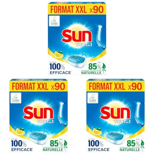Pastilles Lave-Vaisselle Citron Tout-en-1, 85% Ingrédients Naturels, Ecolabel (Lot de 3)