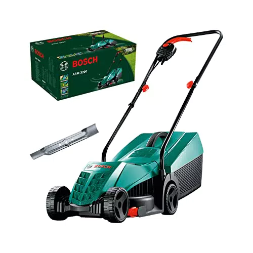 Tondeuse à gazon Bosch ARM 3200 - Puissance 1200 W, largeur de coupe 32 cm - Lame supplémentaire incluse - Édition Amazon