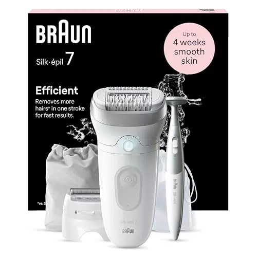 Épilateur Braun Silk-épil 7 avec Tête Large - Épilation Facile et Douce - Étanche - Pour Femmes - Tondeuse Maillot - Modèle 7-241