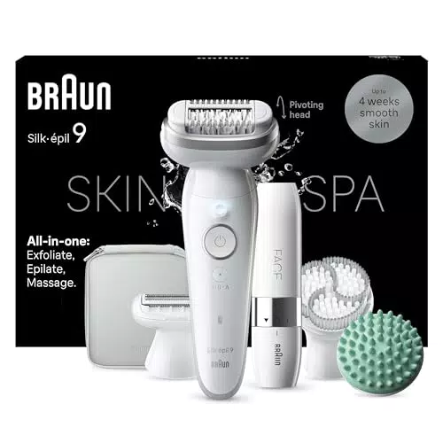 Épilateur Braun Silk-épil 9 SkinSpa avec Tête Pivotante - Épilation Facile et Douce