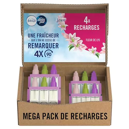 Recharge Febreze 3Volution Fleur De Lys pour Désodorisant Électrique: 3 Parfums Éliminent les Odeurs