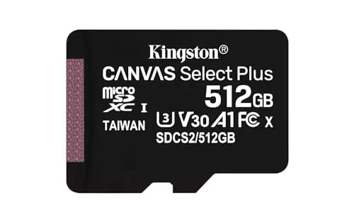 Carte Micro SD Kingston Canvas Select Plus 512GB Class 10 + Adaptateur