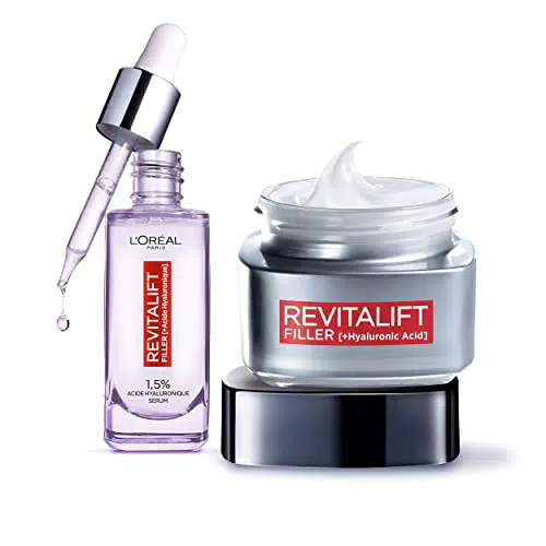 Coffret Routine Anti-Âge L'Oréal Paris - Sérum Repulpant & Soin Jour Volumisant à l'Acide Hyaluronique