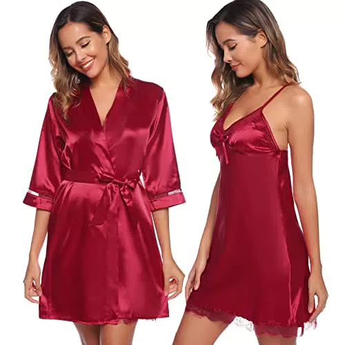 Nuisette en Satin avec Dentelle - Chemise de Nuit Élégante
