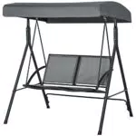 Balancelle de Jardin Outsunny 2 Places Confort Toit Inclinable Acier Gris
