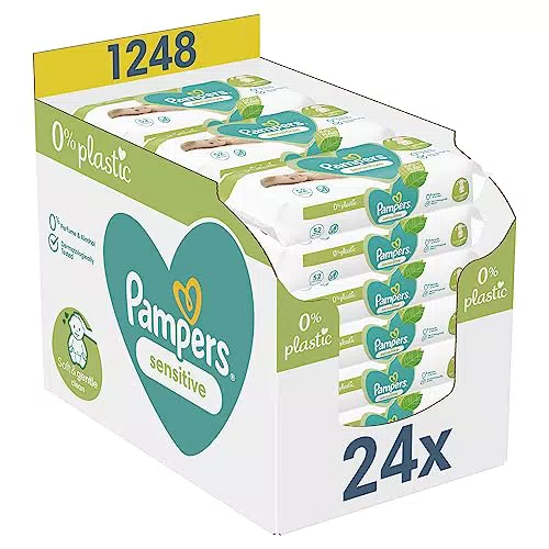 Lingettes Bébé Sensitives Pampers, Sans Parfum ni Alcool, Fibres Végétales, Testée Dermatologiquement