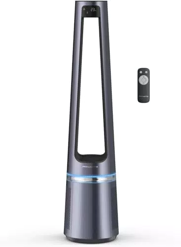 Ventilateur Purificateur Rowenta Eclipse 2-en-1 - Filtration des Particules Fines - Silencieux 32 dB - Puissant - Oscillation - 12 Vitesses - Minuteur - Départ Différé