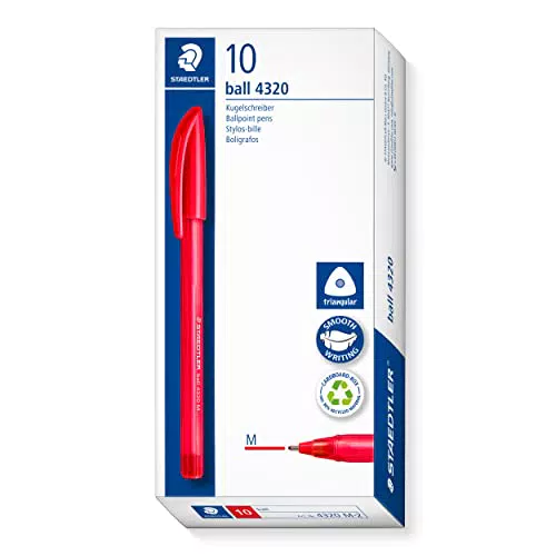 Staedtler Stylo-Bille Triangulaire Pointe Moyenne 1 mm Rouge