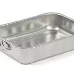 Plat à Lasagne Rectangulaire en Acier Inoxydable avec Poignées Rabattables - Fabriqué en Italie