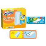 Kit Swiffer Plumeau et Balai avec 23 Recharges Duster et 3 Lingettes Humides - Attrape et Retient 3 Fois Plus de Poussière et Cheveux