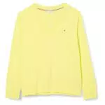 Pull Tommy Hilfiger Femme Col V en Maille Jaune