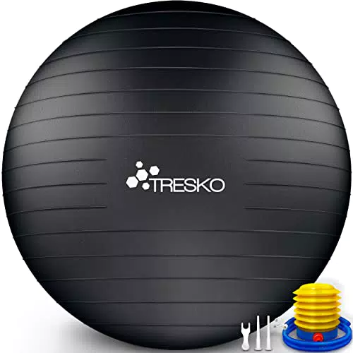 Ballon de Gymnastique TRESKO® | Anti-éclatement | Boule d'assise pour Yoga et Fitness