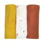 Langes bébé en Mousseline de Coton 70x70cm - Multi-usages - Motif Cache-Cache en Forêt