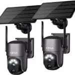 Caméra de sécurité solaire extérieure sans fil Xega - Vision nocturne couleur 2K, détection humaine PIR, audio bidirectionnel