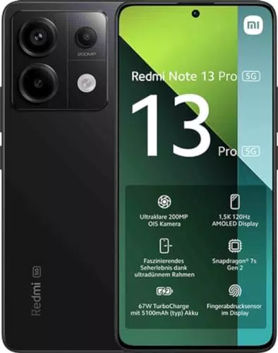 Smartphone Xiaomi REDMI Note 13 Pro 5G, Écran 6.67'', Débloqué, Batterie 5100mAh, 256Go ROM, 8Go RAM, Android 13, Snapdragon 7s Gen 2.