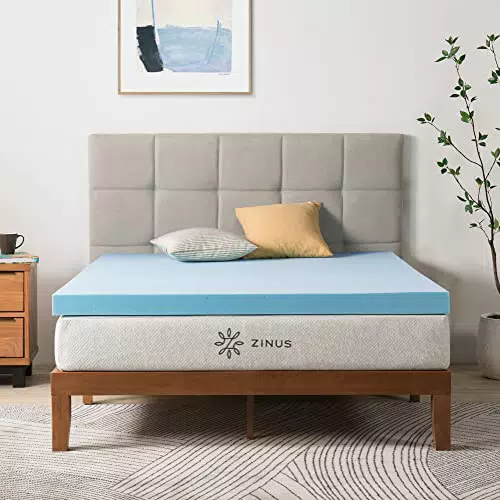 Surmatelas Zinus Gel Rafraîchissant en Mousse à Mémoire de Forme - 140x190 cm - Hauteur 7.6cm