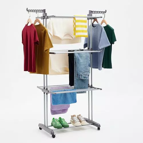Séchoir Tour Amazon Basics avec Ailes Pliantes pour Intérieur - 126 x 64 x 173 cm