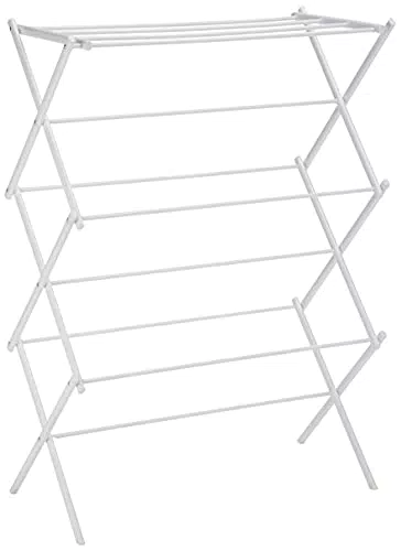 Séchoir à linge pliant Amazon Basics en métal - Blanc