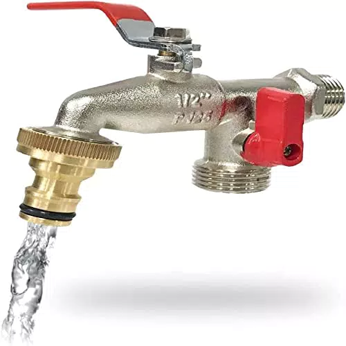 Robinetterie de Jardin Aqua Control Premium à Double Sortie - Laiton et Argent