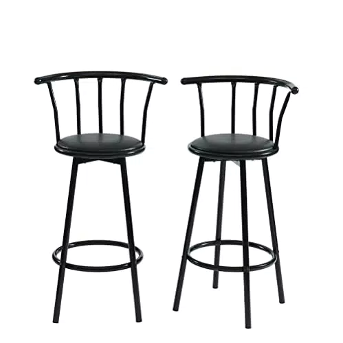 Tabourets Bistrot en PU Noir - Lot de 2