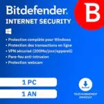 Bitdefender Internet Security 2024 pour PC | Licence 1 An | Activation par Email