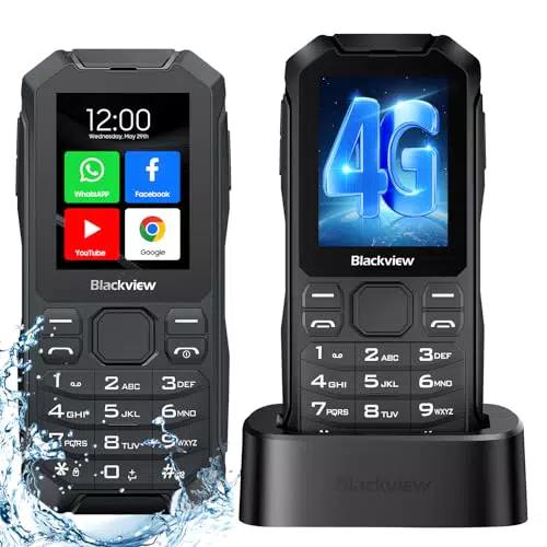 Téléphone Portable Senior Blackview N1000 4G Dual SIM Débloqué - 2,4" écran, 4GO ROM, 3300mAh, Bouton SOS/GPS