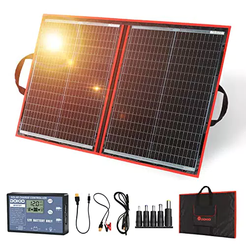 Kit Panneau Solaire Pliable 100W 18V Monocristallin avec Régulateur de Charge Solaire pour Batteries 12V - Idéal Camping-car et Bateau