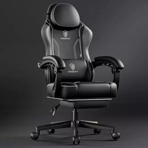 Chaise de jeu ergonomique Dowinx avec support lombaire en cuir PU
