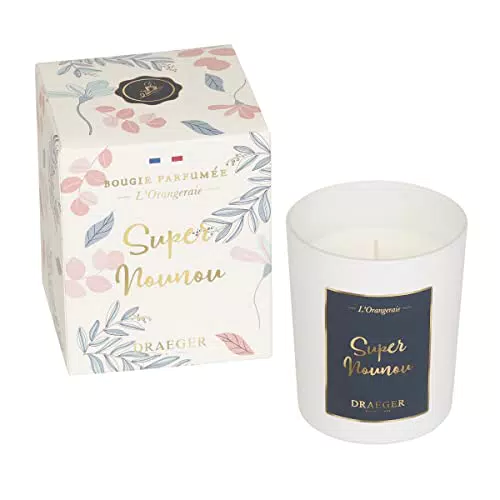 Bougie Parfumée "Super Nounou" Fleur d'Oranger - Idée Cadeau Nourrice - Pot en Verre - Cire Végétale