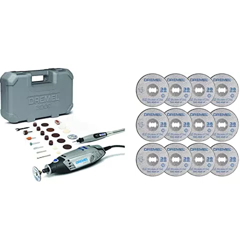 Outil multifonction Dremel 3000 avec 25 accessoires et lot de 12 disques EZ SpeedClic pour métaux - Découpe et tronçonnage 38mm