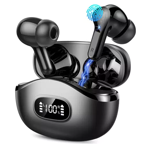 Écouteurs Bluetooth Sans Fil HiFi avec Réduction de Bruit - Qualité Sonore Stéréo - Contrôle Tactile - Noir