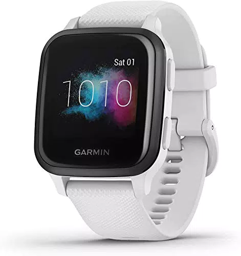 Montre Connectée Garmin Venu Sq - Suivi Santé GPS, Cardio Poignet, Stockage Musique - Blanc / Ardoise - 40mm
