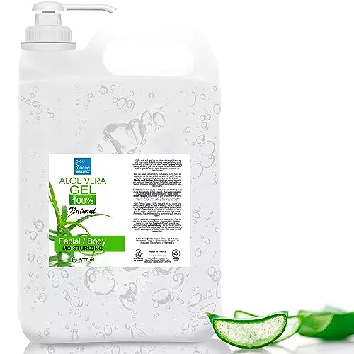 Gel Aloe Vera Apaisant et Hydratant pour Visage, Corps et Cheveux | Après Épilation et Après Soleil | Atténue Taches Brunes | 5000 ml